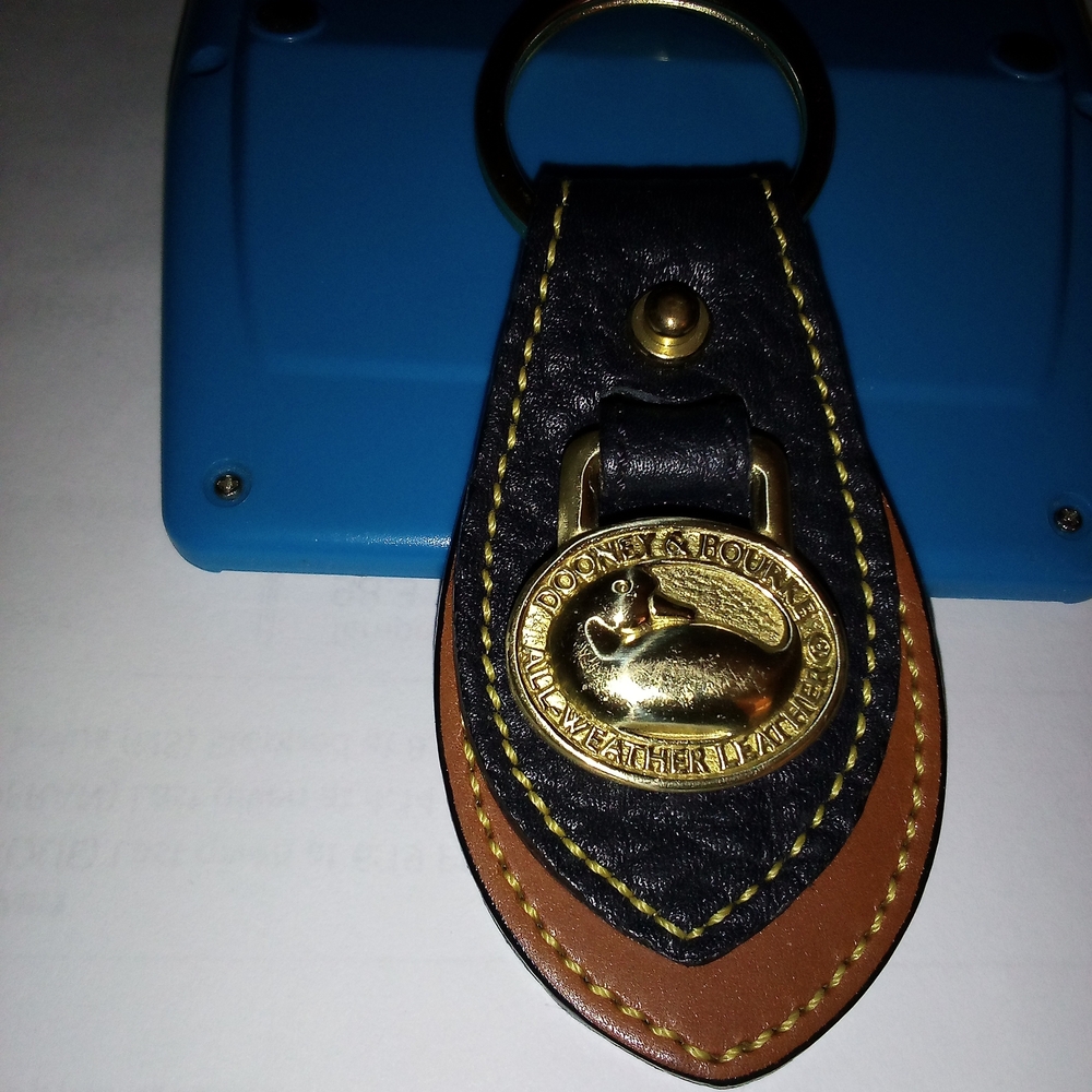 Dooney & Bourke Black/Brown Pebbled Leather Key Fob (NEW)